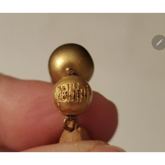 📿 Pellini Italy Vtg Gold Tone &Stone Long Bead Necklace 50” Unique Design Rare - Picture 2 of 3